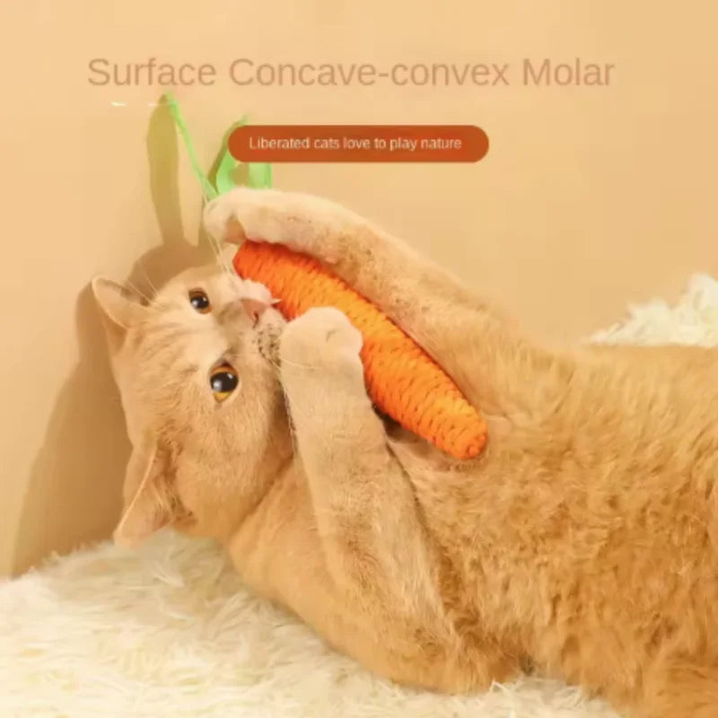 Fun Cat Teething Stick Sound Carrot Cuddle Toy Anti-Bite Scratch Board Pet Supplies for Interactive Entertainment