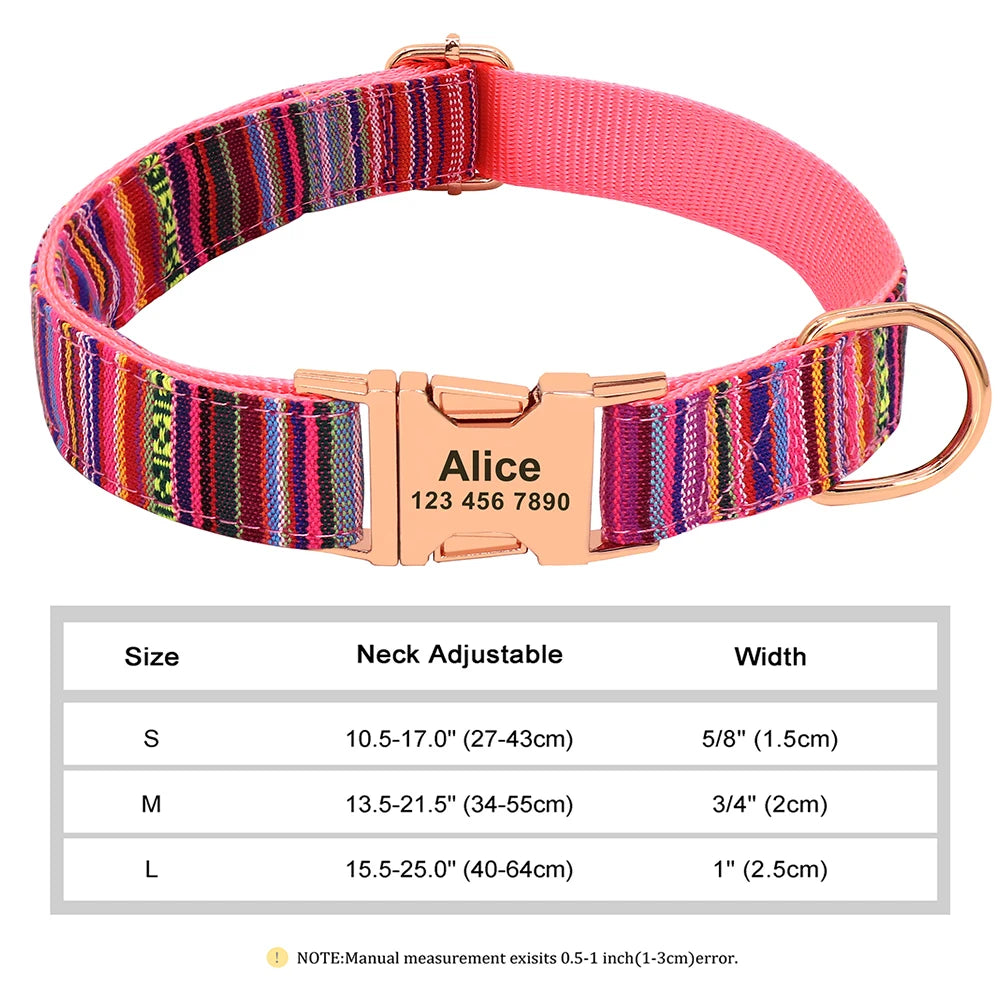 Personalized Dog Accessories Collar Nylon Printed Pet Puppy Collar Dog ID Collars Free Engraved ID for Small Medium Large Dogs