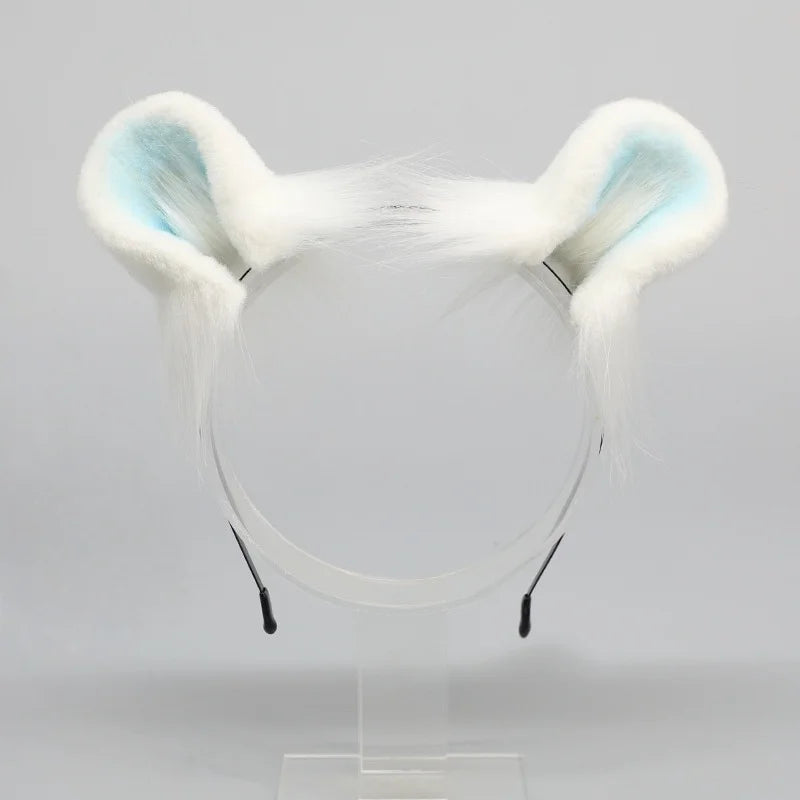 Halloween Cute Plush Animal Ears Headband Blue Dog Tail Role Play Props Lolita Girl Comic Exhibition Animal Ears Headdress Set