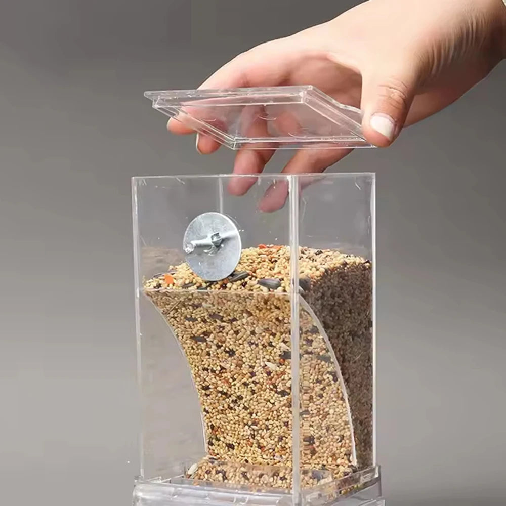 Parrot Feeder Anti-Spill Transparent Bird Food Box Clear Feeding Device for Parrots Durable Bird Feeding Box