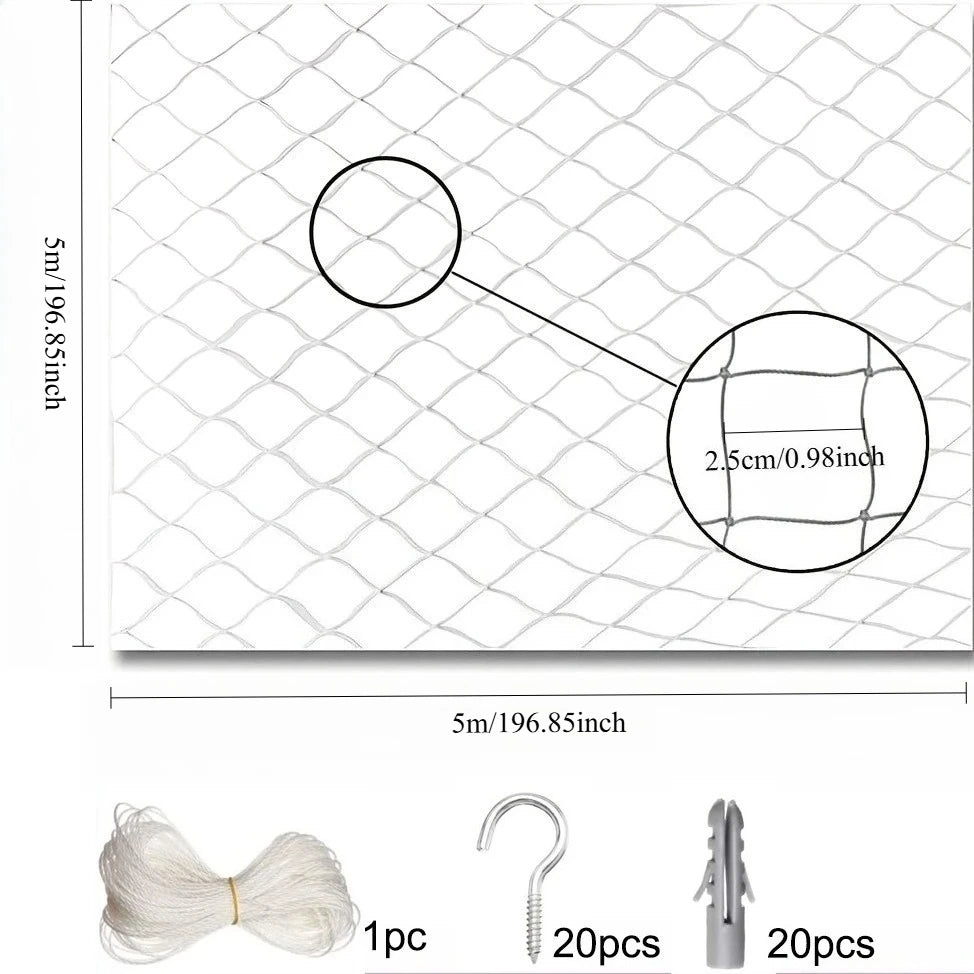 1set Transparent Cat Safety Net with Accessories Fine-meshed for Balcony and Stairs - Prevents Pet Falls and Escapes(5 Sizes)