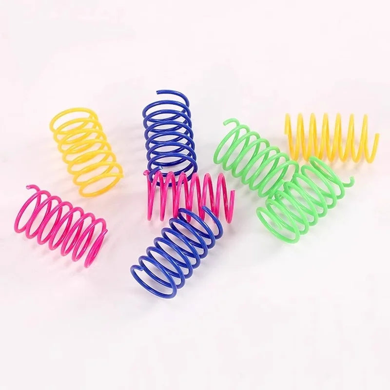 4pcs Kitten Cat Toys Wide Durable Heavy Gauge Cat Spring Toy Colorful Springs Cat Pet Toy Coil Spiral Springs Pet Intera