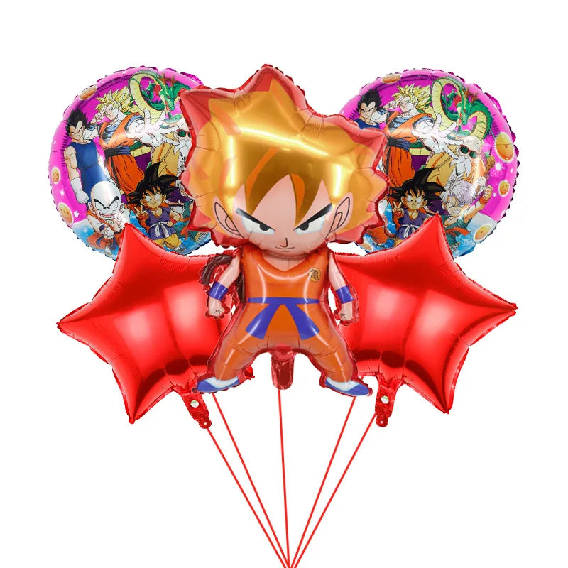 Anime Saiyan Goku Aluminum Foil Balloon Pack Dragon Cartoon Themed Kids Birthday Party Decor Supplies