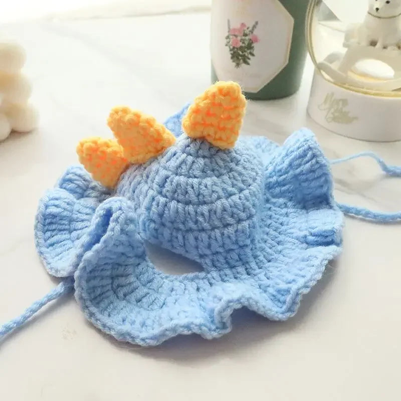 Cute Cat Hat Funny Pets Party Cosplay Headwear Delicate Hemming Pendant Decor Elasticity Knitted Hat Pet Accessories