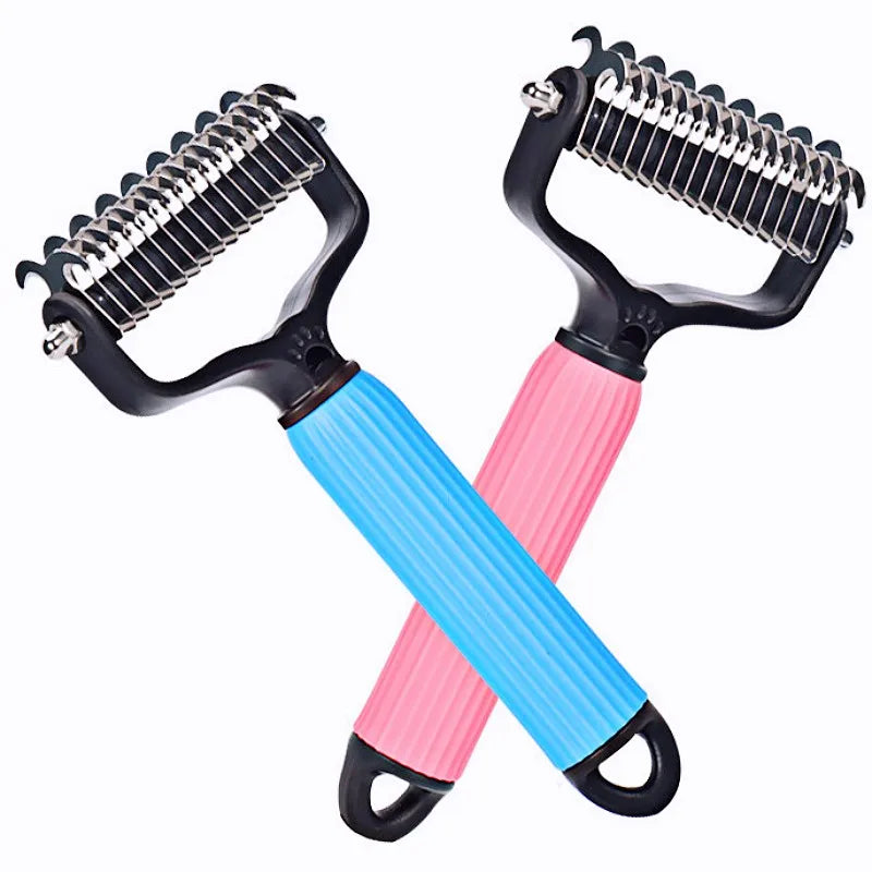 Dog Comb Knife Dogs Combs Double-sided Pet Hair Remover Stainless Steel Dog Brush for Hair Knot Cleaning Dogs Brush Pet Products