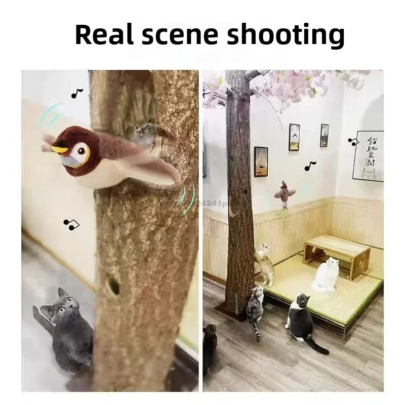 Interactive Cat Toys Flying Bird Cat Toy Rechargeable Chirping Flapping Bird(no Flying) Can Add Catnip Touch Activated Plush Toy