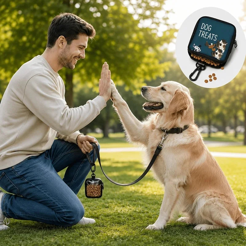 Portable Dog Snack Bag with Transparent Window and Zipper Clip-on Training Snack Bag for Walking Outdoors and Daily Rewards