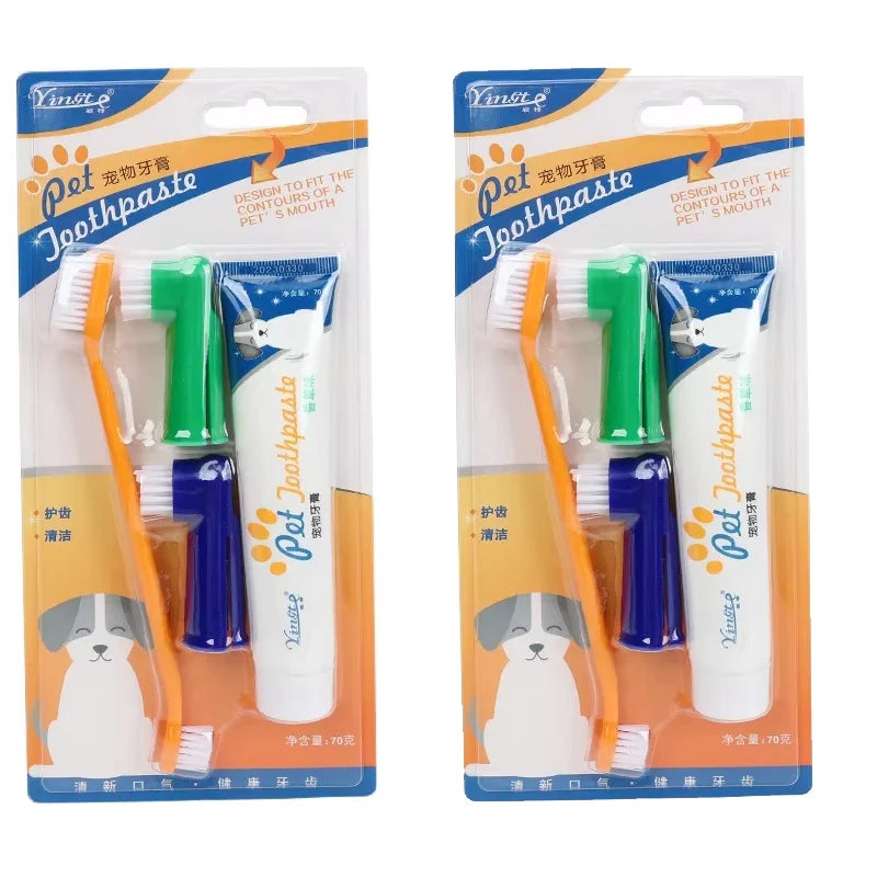 Universal Toothpaste Toothbrush Set Dog Gum Care Products Kit Pet Cleaning Tools Kit Reduces Plaque & Tartar Buildup for Pet