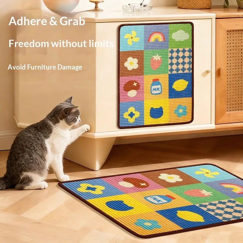 New Visible Vertical Sisal Cat Scratching Board, Wall Mounted Wear Resistant Non Shedding Cat Scratcher Mat Indoor Cat Entertain