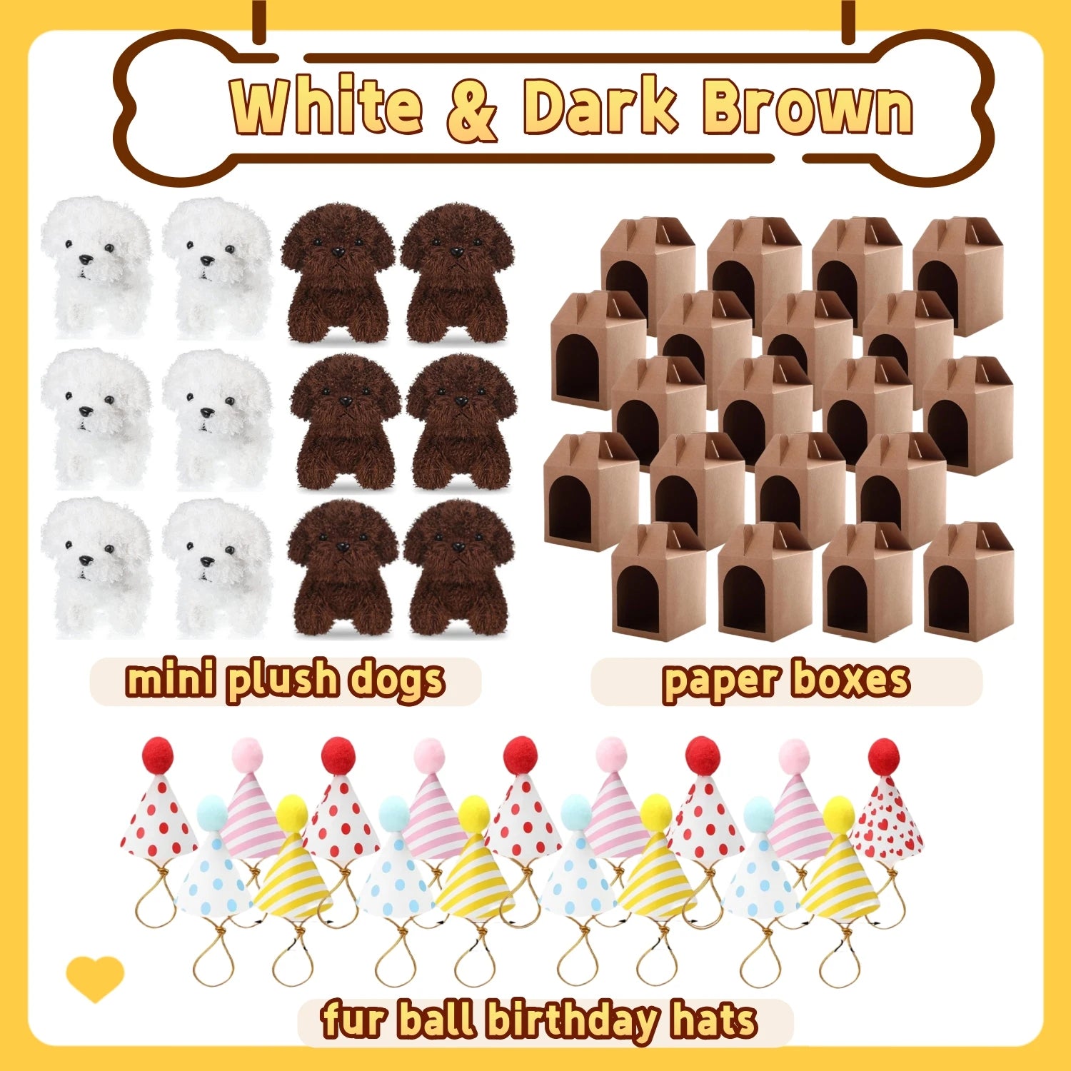 6-20Set Mini Plush Puppy Stuffed Dogs Adopt A Pet Dog Set with Paper Boxes Animals Bulk for Birthday Animal Theme Party Favors