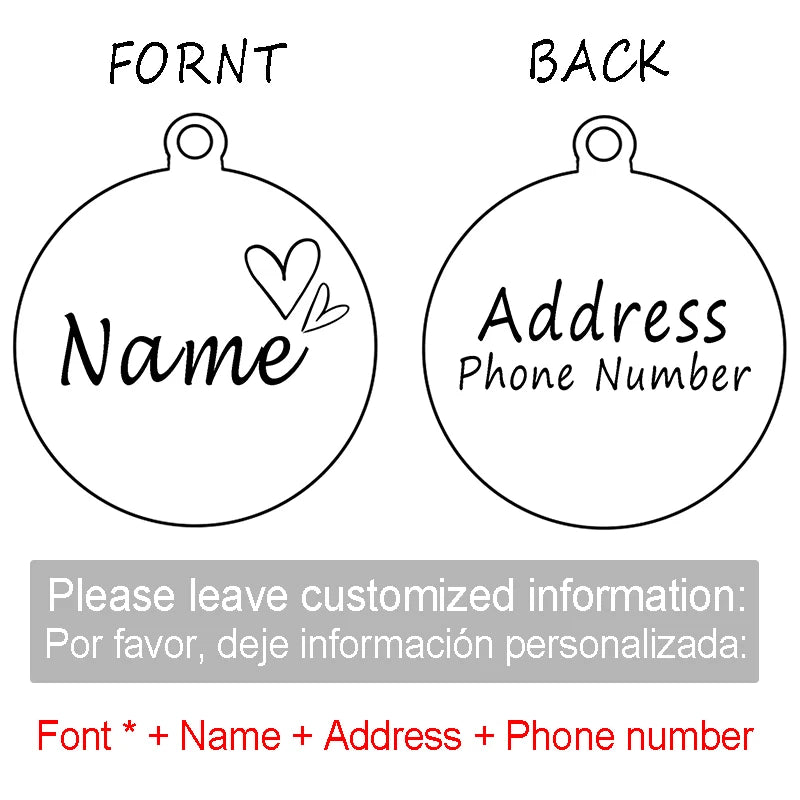 Personalized Pet Cat Dog ID Tag Collar Accessories Circle Custom Engraved Necklace Chain Charm Supplies For Dog Tag Name Product