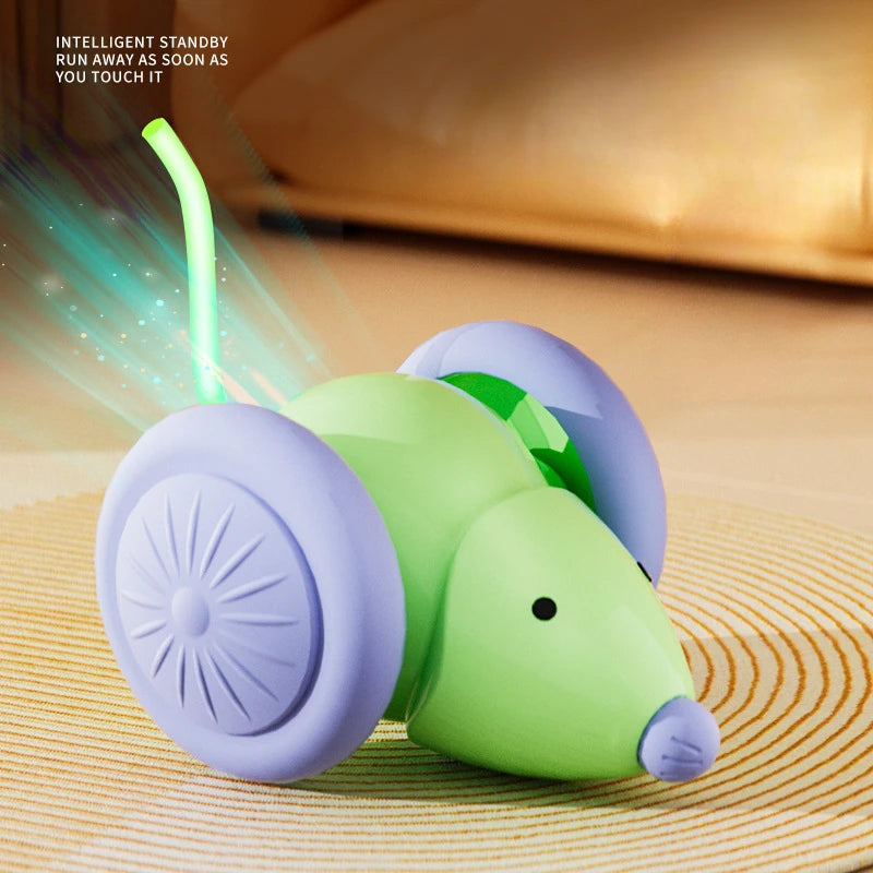 Interactive Cat Toy Electric Mouse Car Automatic Teaser Kitten Pet Toys Rechargeable Intelligent Obstacle Avoidance Cat Car Toy