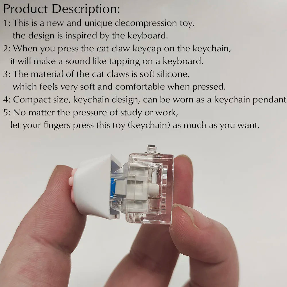 Cute Cat Claw Key Chain Key Ring Fingertip Decompression Pressure Toy Keycap Tester Back Bag Pendant Festival Couples Gift