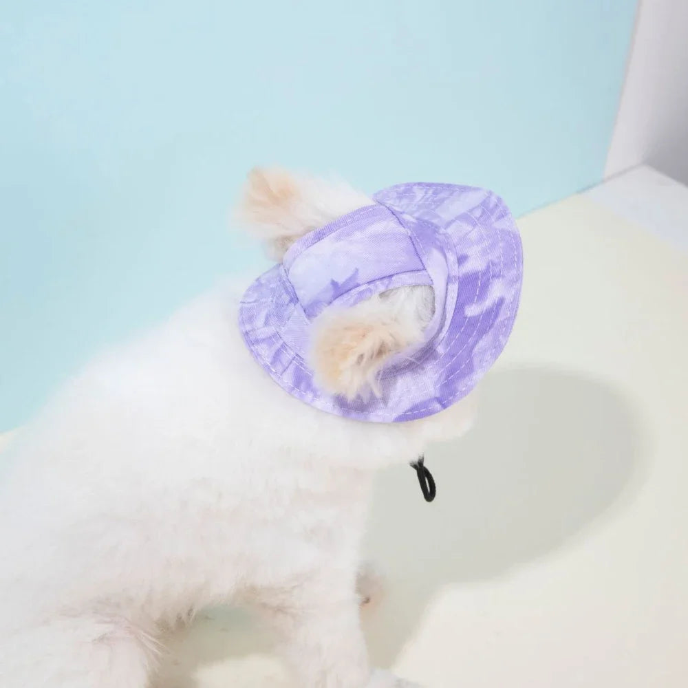 Pets Hat with Ear Holes Adjustable Baseball Cap for Medium Small Dogs Summer Dye Cats Sun Cap Pet Outdoor Hat Pet Supplies