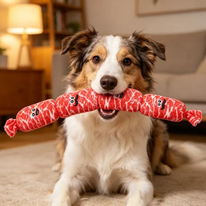 Chew Toy for Dogs Simulated Sausage Soft Plush BB Squeak Durable Puppy Toy Bite-Resistant Molar Dog Supplies