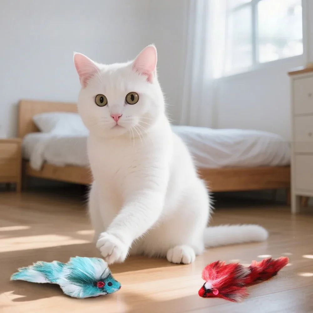 1-100 Pcs Plush Colorful Mouse Cat Toys Interactive Fake Mice Suitable Cat Teasing Toys for Small Cats Pet Products