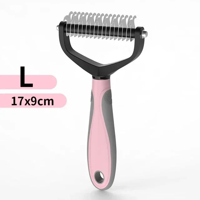 Cat Hair Removal Comb, Double Sided Stainless Steel Pet Grooming Brush for Dogs Cats, Removes Tangles Shedding Pet Accessories