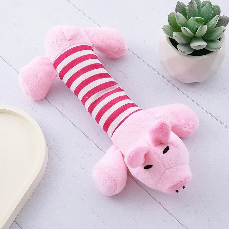 Cartoon Plush Pet Dog Toy Bite Resistant Decompression Duck Piglet Elephant Shapes with Cute Sounds for Cats And Dogs