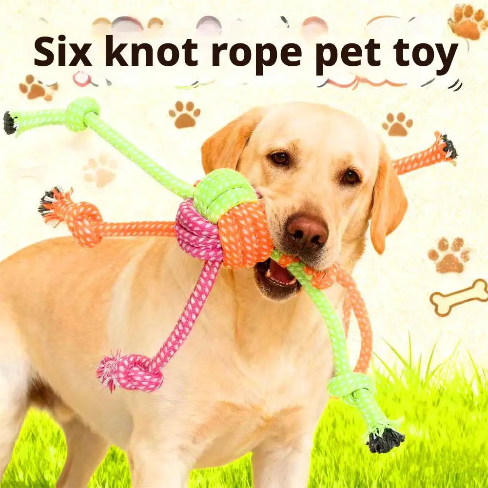 Durable Bite-Resistant Interactive Knot Toy for Dogs- Chewable Rope with Green&Orange Fringes,Playful Design, Dog Toys