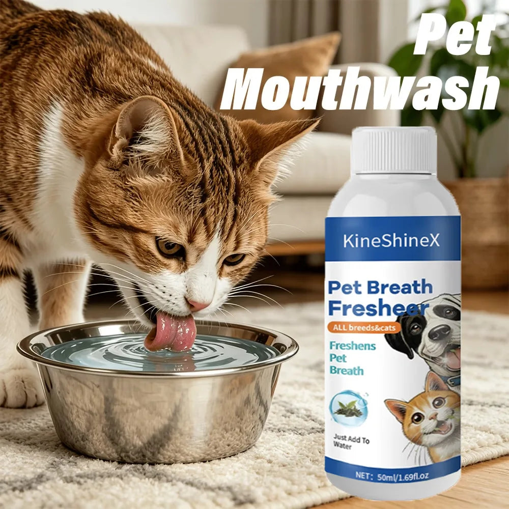 Pet Breath Freshener | Mild Formula for Cleaning Pet Oral Hygiene and Teeth Plaque | Universally Suitable Pet Care Product, 50ml