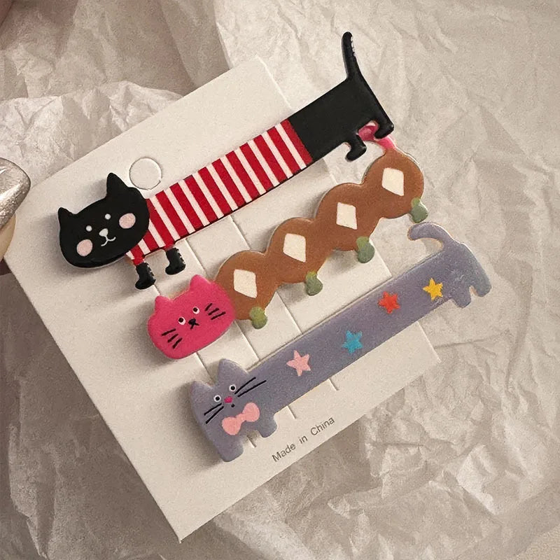 Cute long cat duckbill hair clip sweet girl heart bangs clip new Japanese and Korean cartoon headwear hair accessories for women