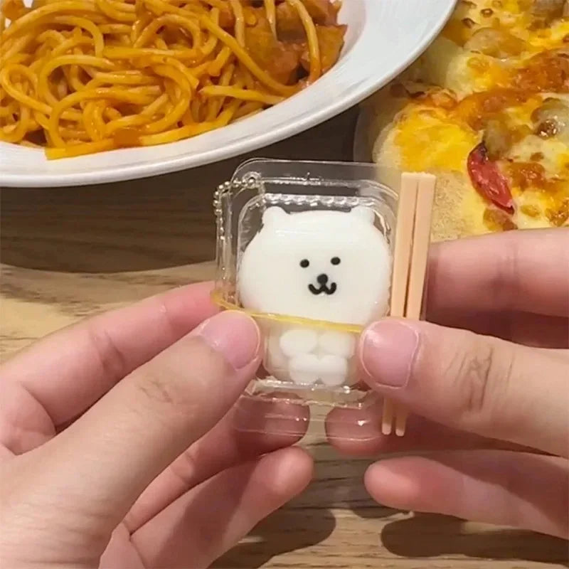 Joke Bear Anime Pinch Squeeze Lunch Box Keychain Cute Polar bear Bag Pendant Kawaii Soft Stuffed Squishy Toys Birthday Gift