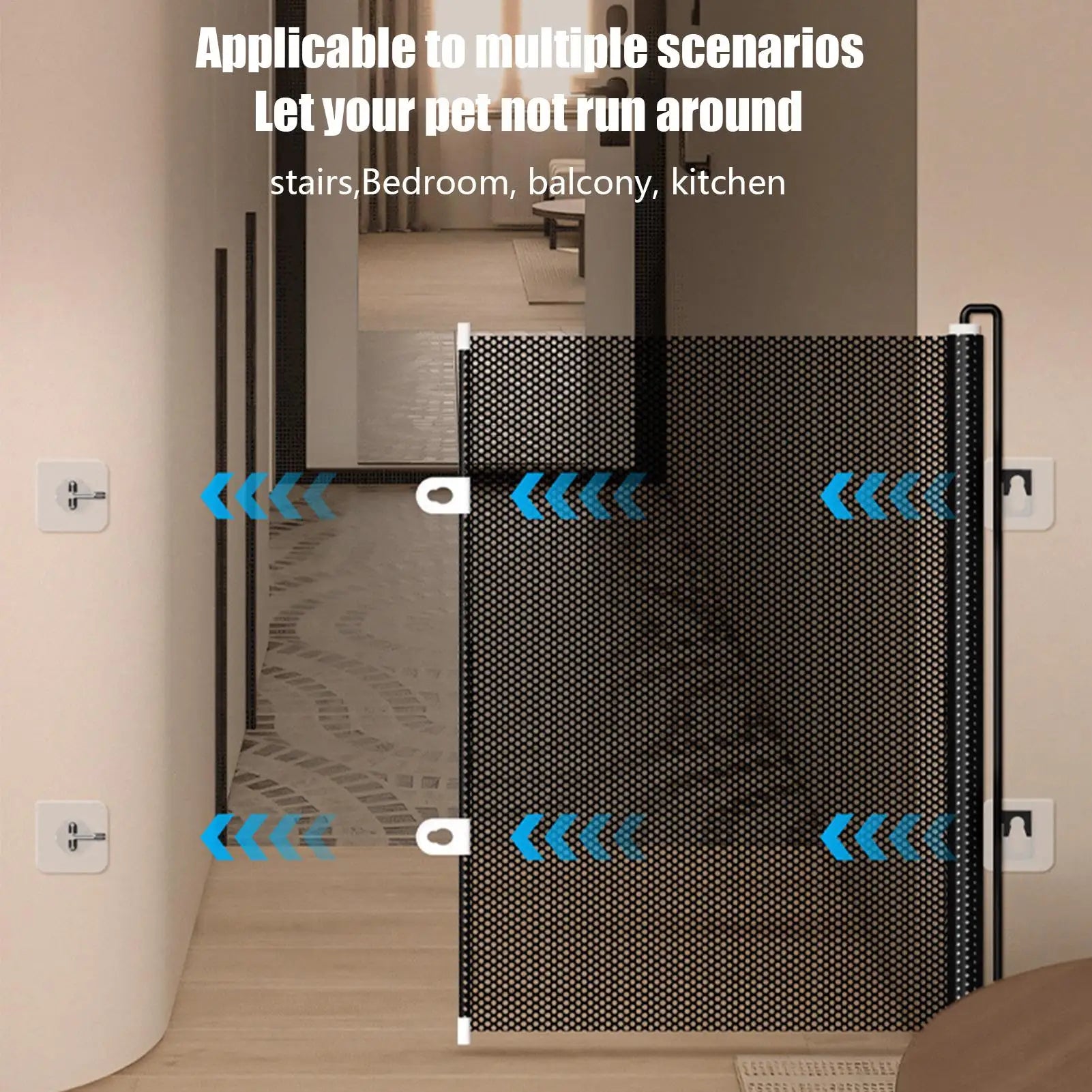 Retractable Dog Gate Kitten Safety Barrier Cat Safety Door Barrier for Home Apartment Office Doorways Hallway Stairs Kitchen