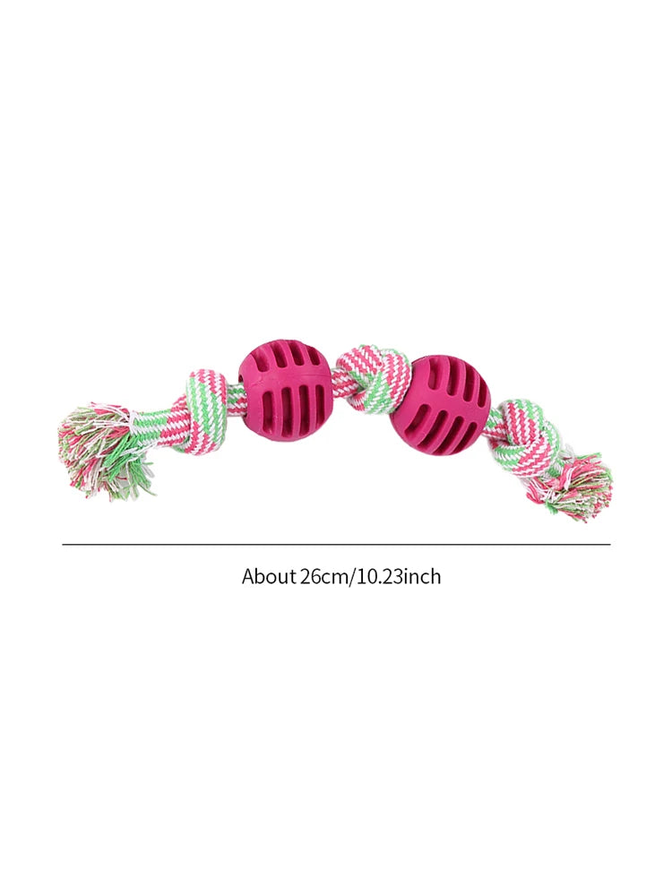 Double knot cotton cord with ball dog toy teeth grinding toy teeth cleaning pet products