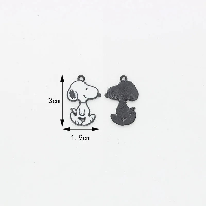 10pcs Cartoon Snoopy Decorations Cute Dog Alloy Pendant Animal Series Children's DIY Creative Fashion Jewelry Accessories Gift
