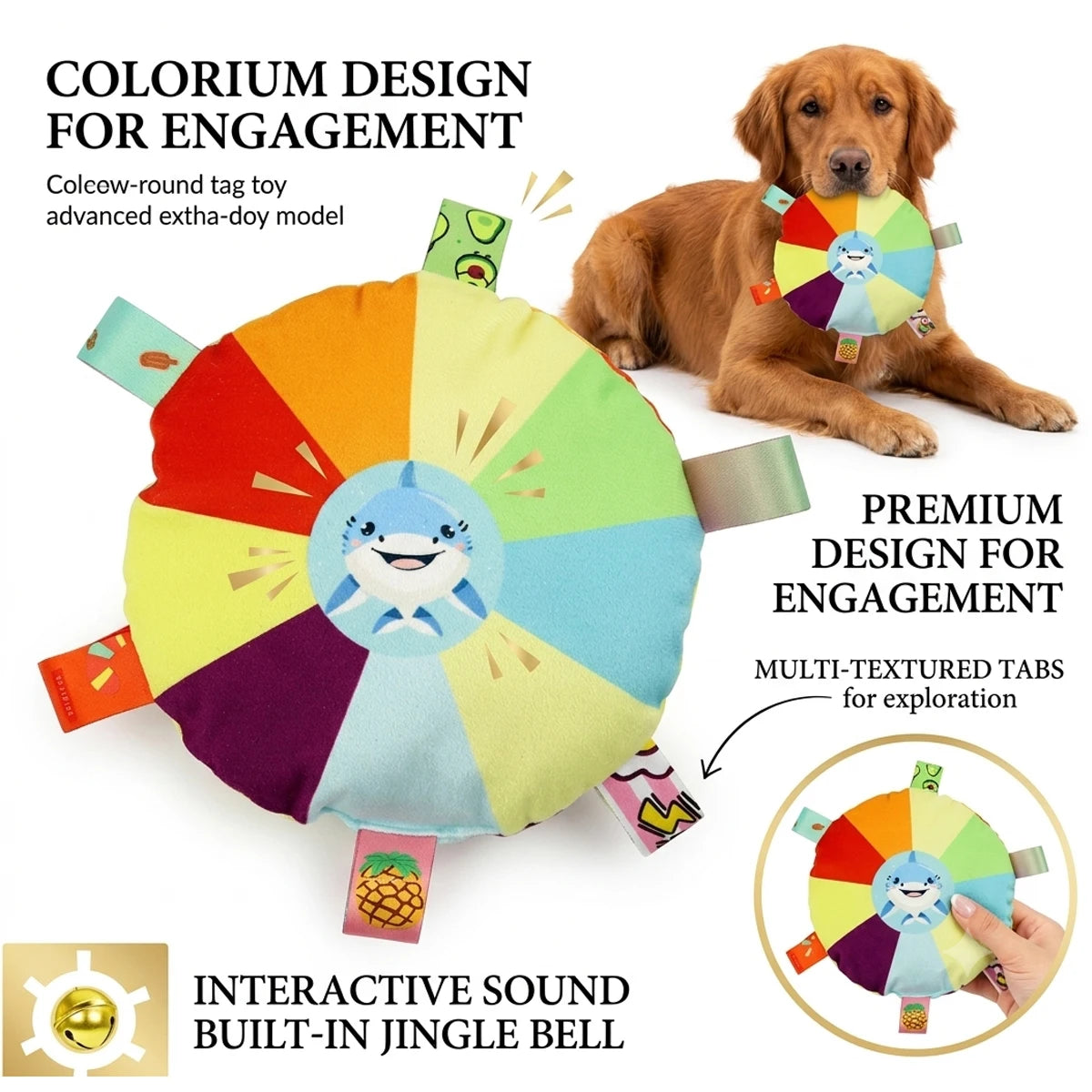  Dog Sounding Plush Toy Bell Cartoon Flying Toy Small Dog Teeth Grinding Toy Wear Resistant Bite Puppy Pet Product