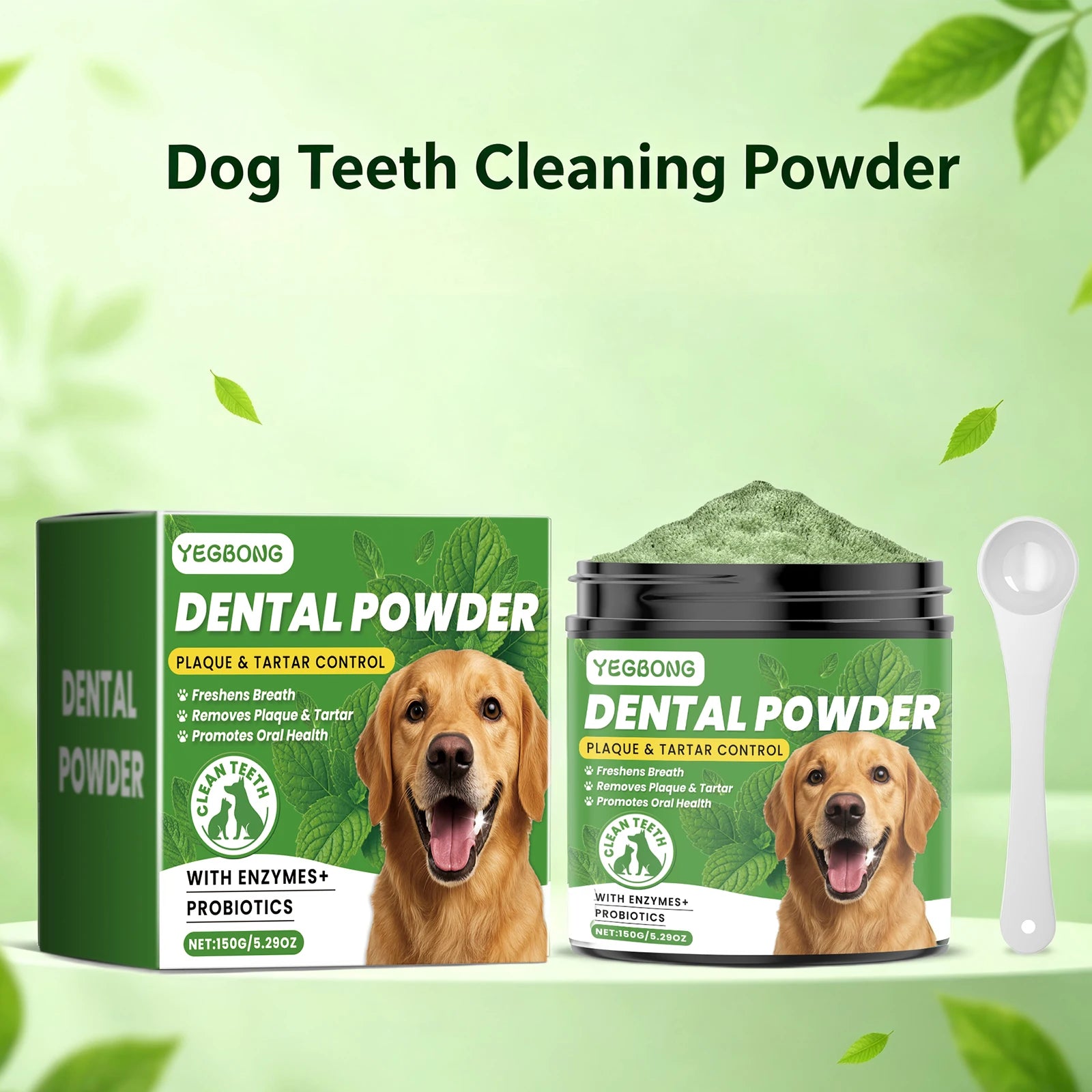 Pet Dental Powder 150g Enzymes & Probiotics Plaque & Tartar Control Breath Freshener for Dogs Oral Care Dog Cleaning Products