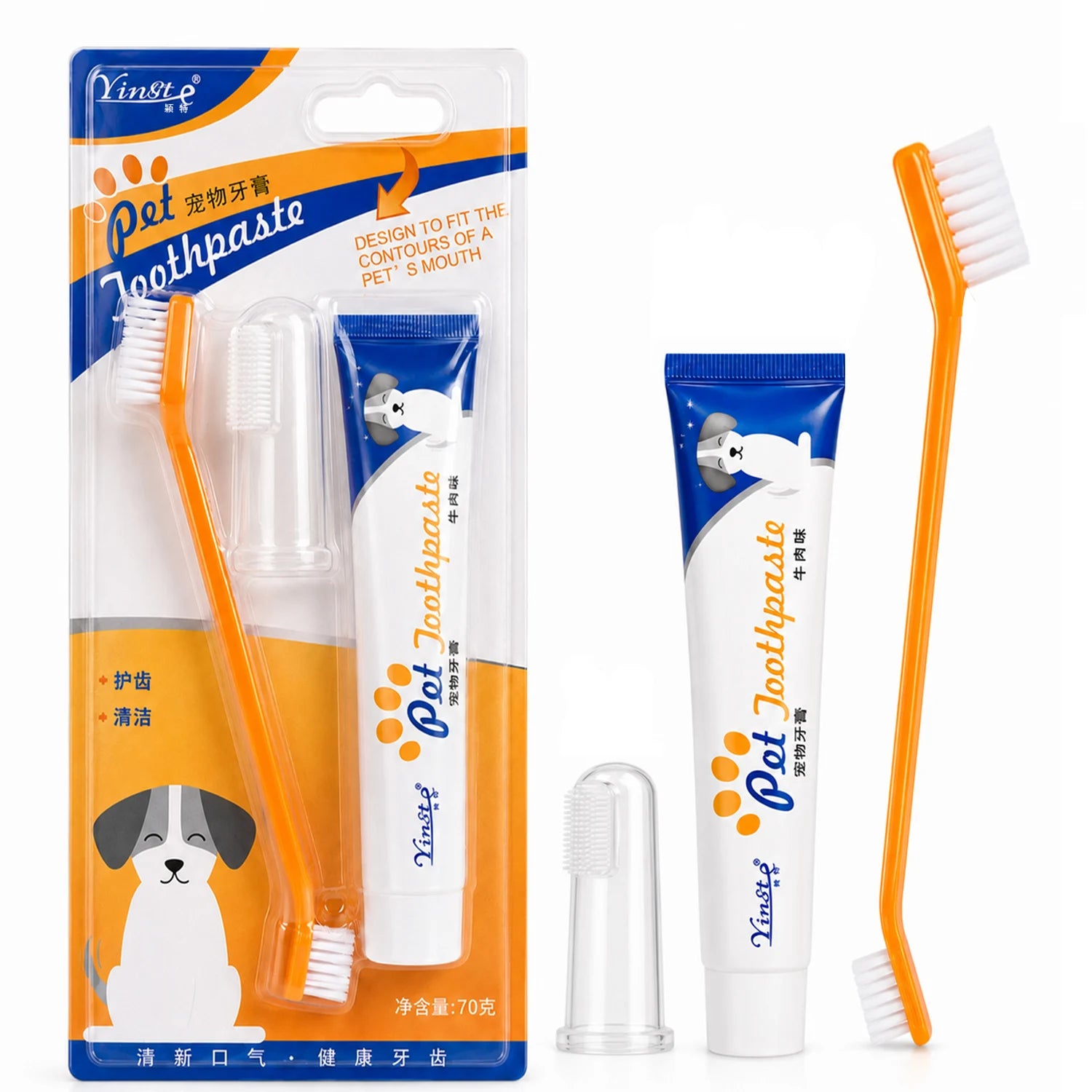 Pet Cleaning Tools Kit Dog Gum Care Products Kit Reduces Plaque & Tartar Buildup for Pet Universal Toothpaste Toothbrush Set