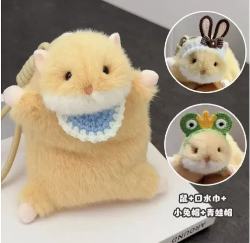 New Products In Stock Cute Golden Bear Little Hamster Plush Toy Cartoon Cute Pet Keychain Bag Pendant Girl Style To Good Friends