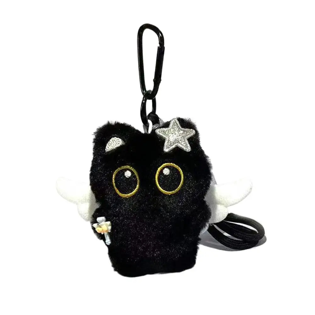 Cute Plush Black Cat Doll Toy Keychain Bag Pendant Charms Car Keyring Accessories For Women Couples Gift