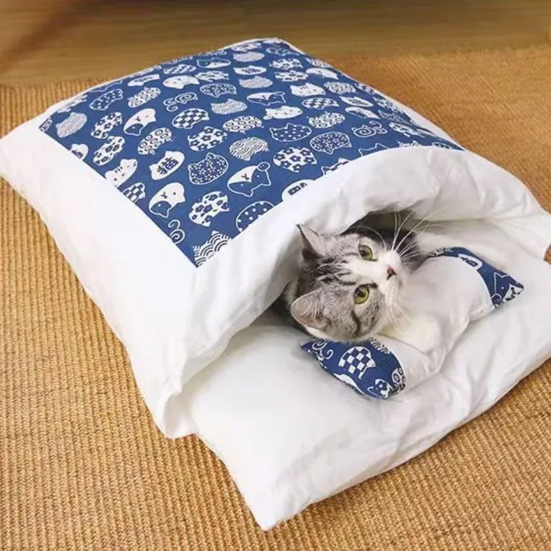 Kawaii Removable Cats Bed House Home Supplies Products for Adult Cats Large Pet Dog Bed Cat's House Cave Comfortable  Food Cute