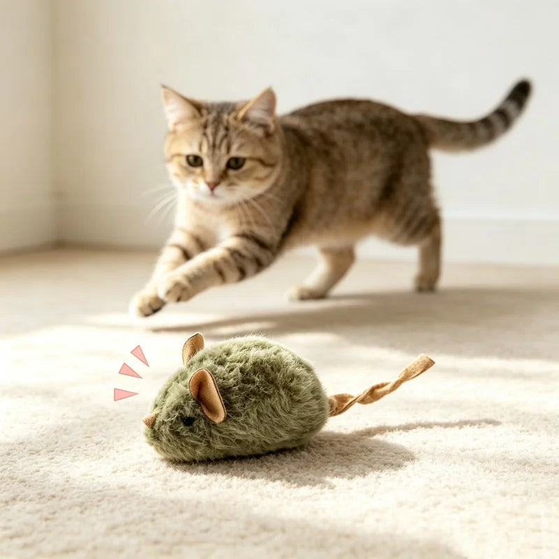 2Pcs Type Of Cat-teasing Plush Simulation Mouse Toy Long Plush Bird Chirping Mouse Scratch-resistant And Biting Interactive Toy