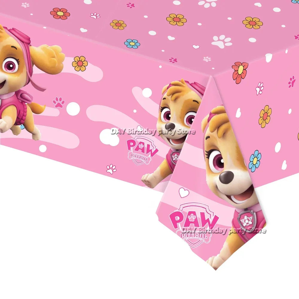 Paw Patrol Dog Birthday Tablecloth Decoration Boy Girl Birthday Baby Shower Pink Blue Tablecover Decoration Party Supplies Gifts