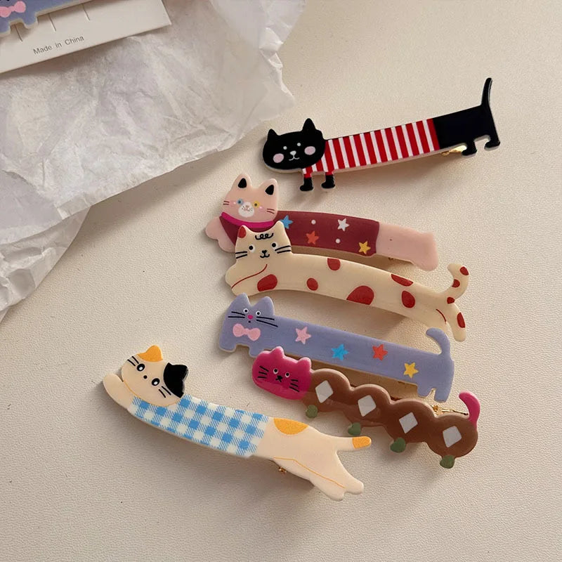 Cute long cat duckbill hair clip sweet girl heart bangs clip new Japanese and Korean cartoon headwear hair accessories for women