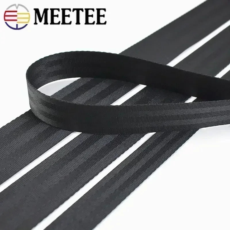 5/10M 20-50mm Black Polyester Webbing Band Backpack Strap Pet Collar Tape Belt Ribbon DIY Bag Garment Trim Sewing Accessory