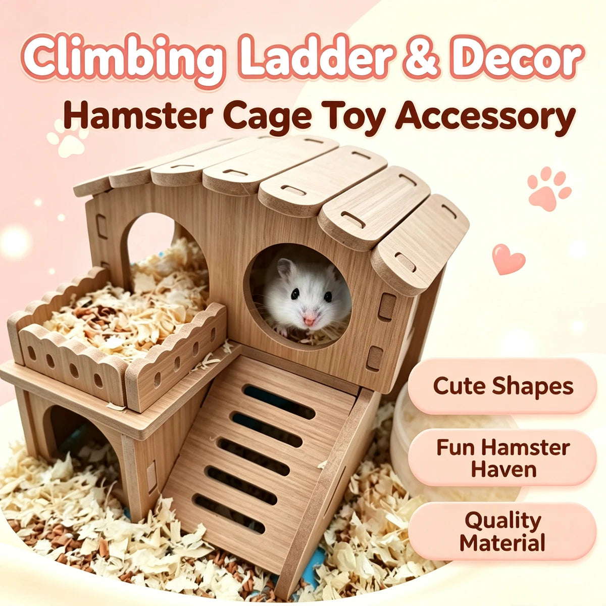 Wooden Hamster Villa Cabin Easy to Install Cage Accessories Large House Toys Golden Mouse Pet Pets Supplies Guinea Pig Hideout