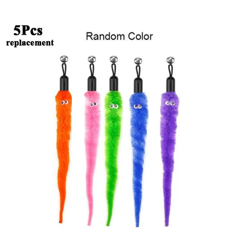 Replace Plush Cat Toy Accessories Worms Replacement Head Funny Cat Stick Pet Toys 5/10/6/11 Pcs