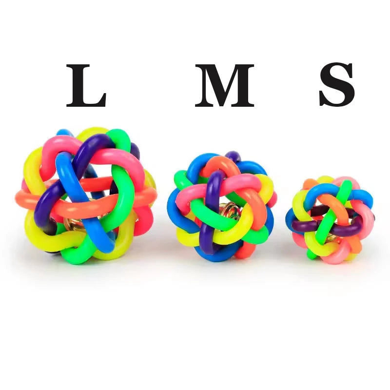 Colorful Bell Woven Toy Popular Dog Bite Resistant Rubber Pet Chewing Playing Fetching Nice Ball Puppy Toy for Large Small Dogs