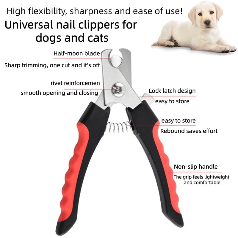 Stainless Steel Pet Nail Clippers Sickle Large Dog Cat Grooming Scissors Multifunctional Sharp Claw Trimmer Teddy Pet Supplies