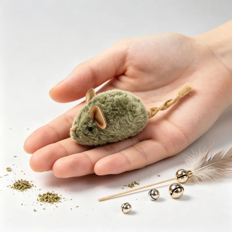 2Pcs Type Of Cat-teasing Plush Simulation Mouse Toy Long Plush Bird Chirping Mouse Scratch-resistant And Biting Interactive Toy