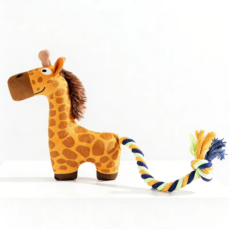 Cute Animal Rope Indestructible Plush Dog Play Knotted Toy With Squeaker Pet Supplies Safe Dog Tough Toys Puppy Tooth Chew Toy