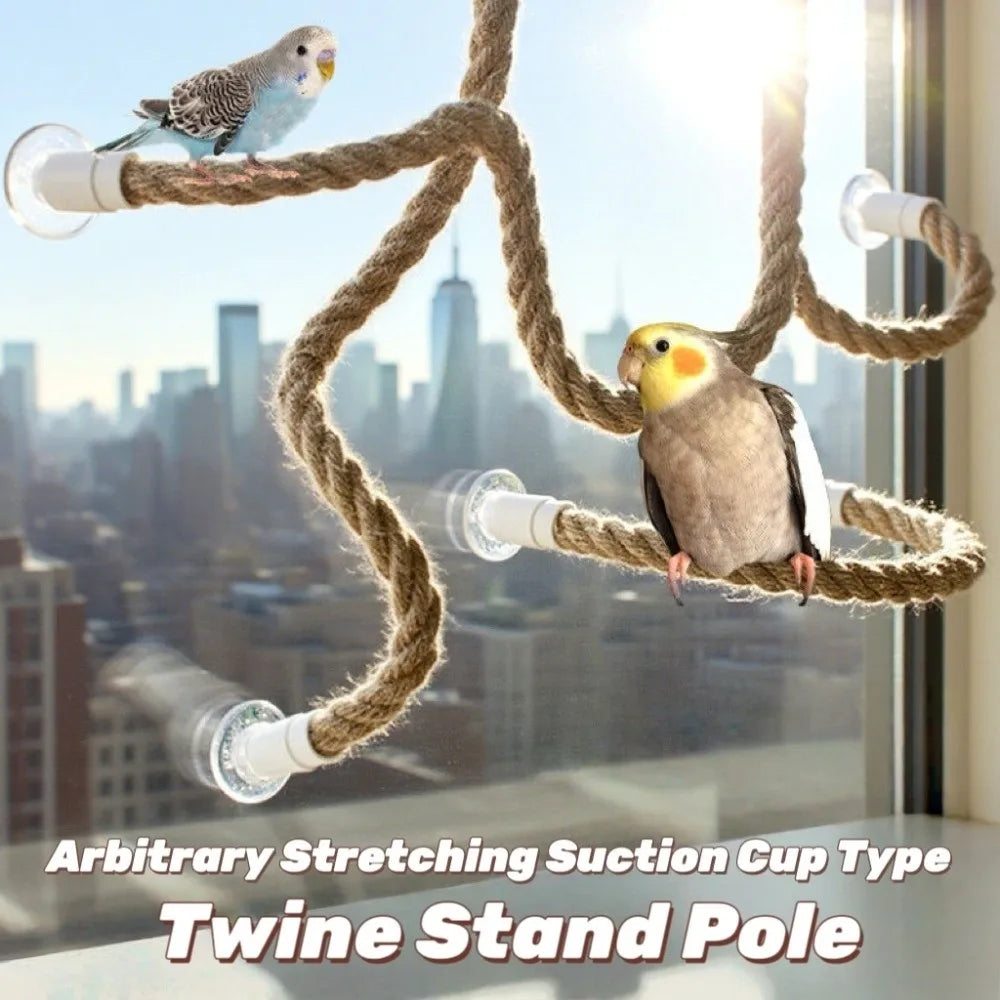 Linen Rope DIY Bendable Perch for Birds Non-slip Comfortable Grip Suction Cup Bird Climbing Rope Stable Durable