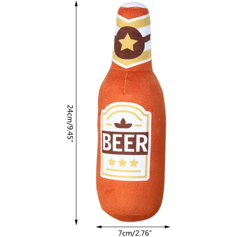Squeaking Dog Toy Realistic Beer Bottle Shape Interactive Play Bite Resistant Wear Resistant Easy To Clean for Small Medium Dogs