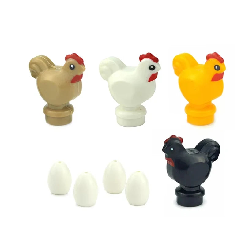 MOC Animal Scene Building Blocks Cats Dogs Sheep Pigs Chickens Eagle Parrots Dolphin Zoo Fram Accessories DIY Toys Bricks T14