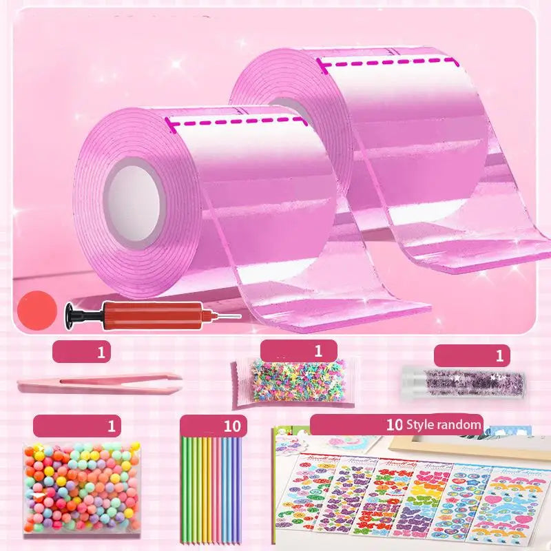 PET Nano Glue Knead Music Double Sided Tape Blow Bubbles Full Set Of Nano Tape Bubble Blowing Decompression Toy Stickers