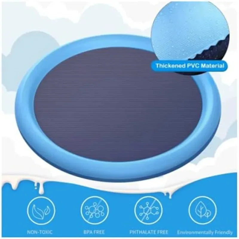 Summer Pet Pool Inflatable Splash Pad, Non-Slip Cooling Play Mat for Dogs, Durable Outdoor Interactive Sprinkler Toy